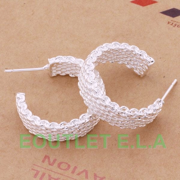24mm WOVEN SILVER HOOP EARRINGS